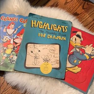 Vintage 1950s childrens items; 2 books + 1 puzzle